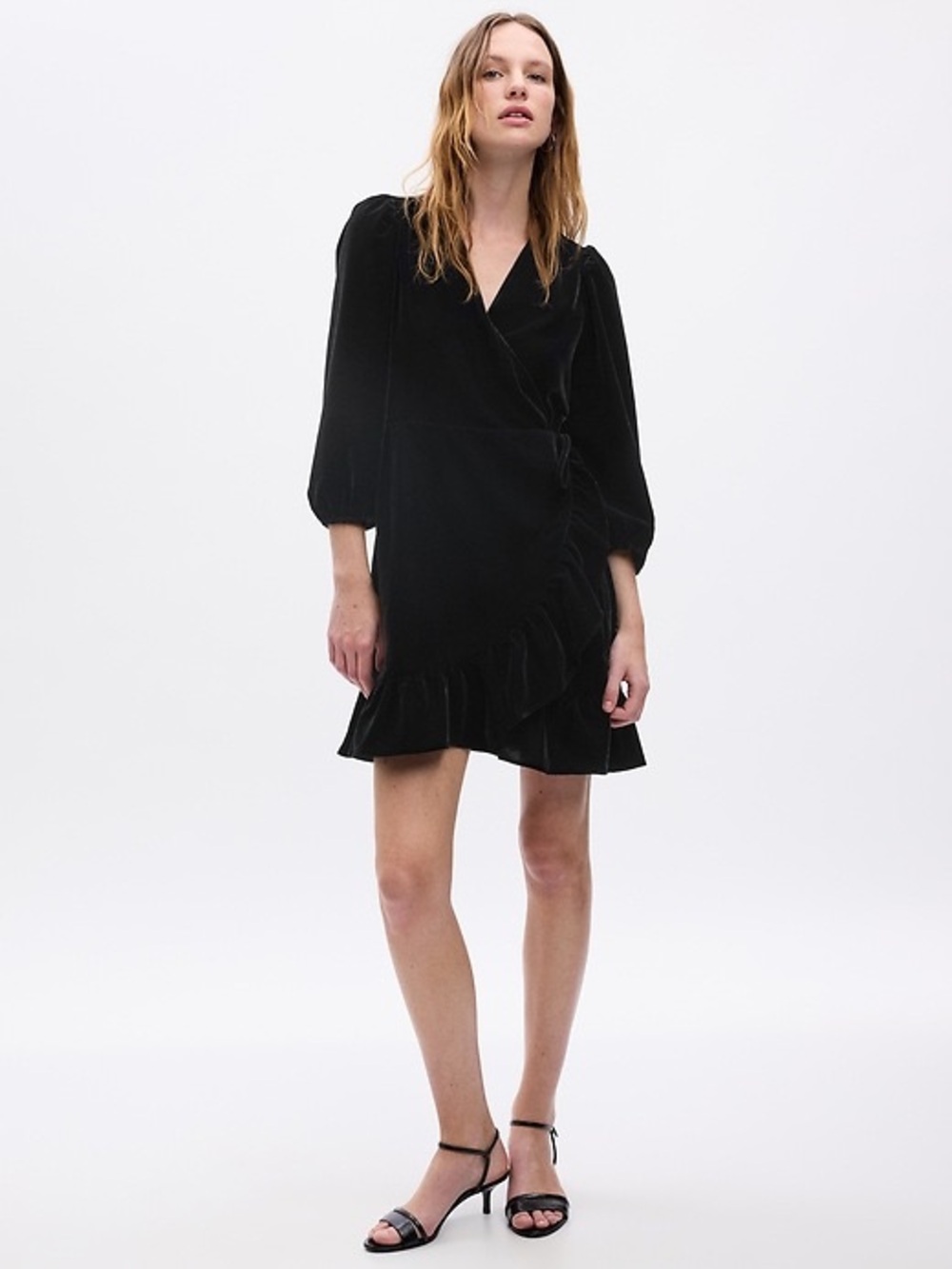 NWT Gap Velvet Wrap Mini Dress | Black | Large Petite